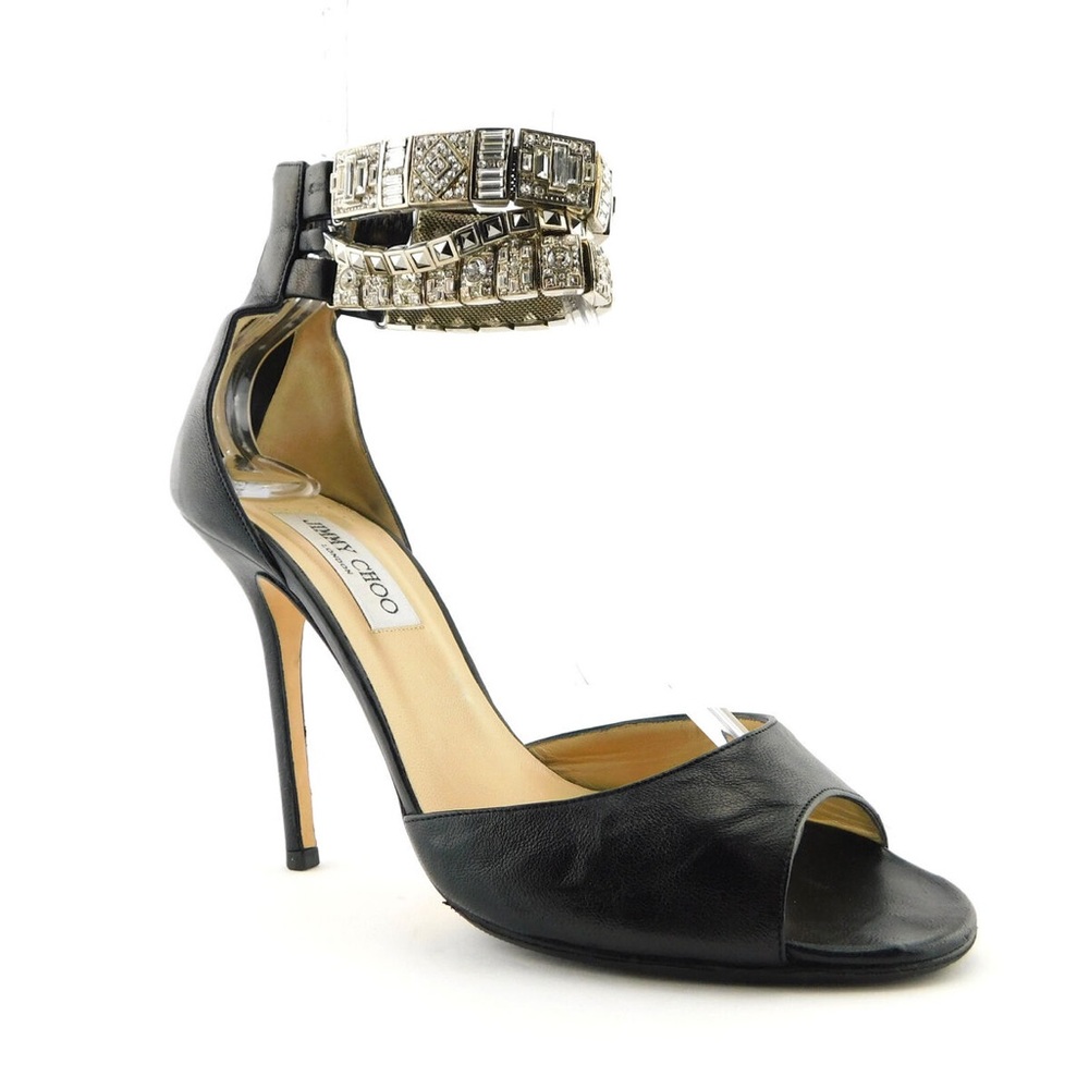 Jimmy Choo VIVID CIARA Crystal Cuff Heels Pumps Shoes 37 1/2